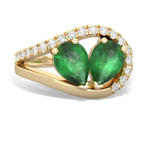 emerald-emerald pave heart ring