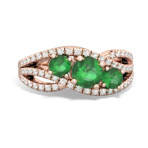 ruby-emerald three stone pave ring