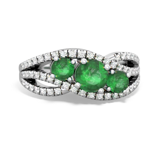 garnet-emerald three stone pave ring
