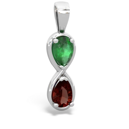 emerald-garnet infinity pendant