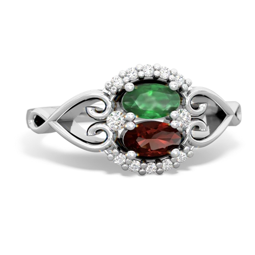 emerald-garnet antique keepsake ring