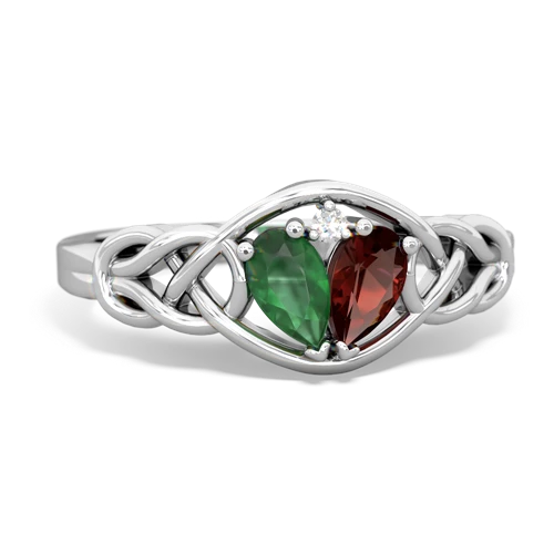 emerald-garnet celtic knot ring