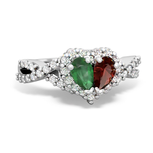 emerald-garnet engagement ring