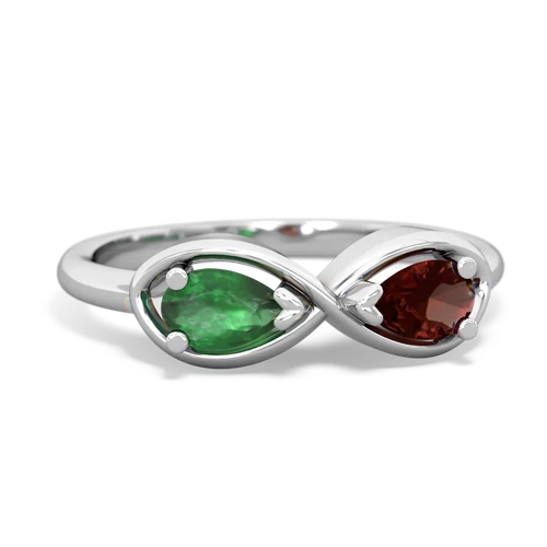 emerald-garnet infinity ring