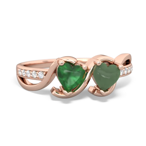 emerald-jade double heart ring