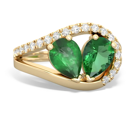 emerald-lab emerald pave heart ring