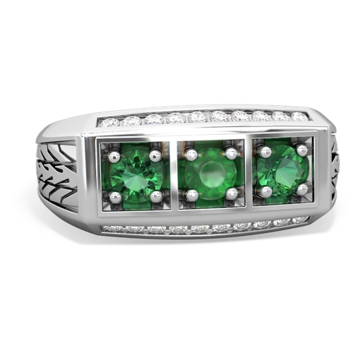 emerald-lab emerald three stone ring