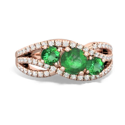 emerald-lab emerald three stone pave ring