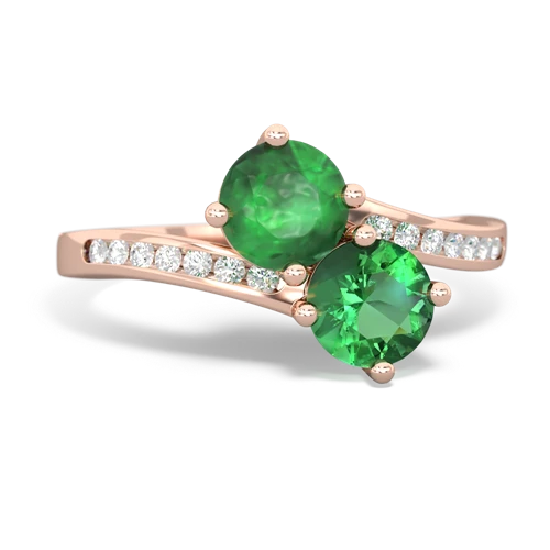 emerald-lab emerald two stone channel ring