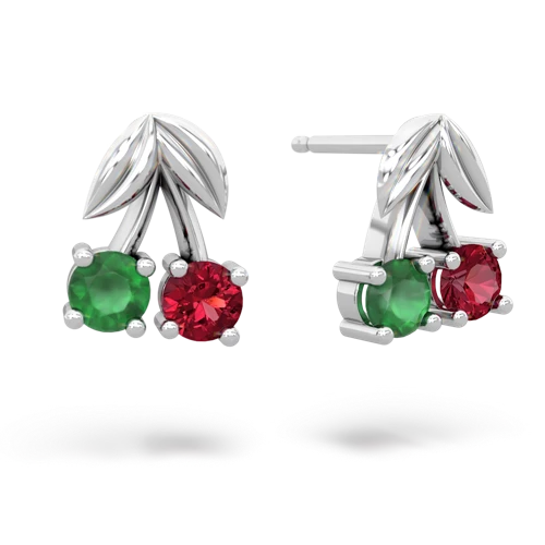emerald-lab ruby cherries earrings