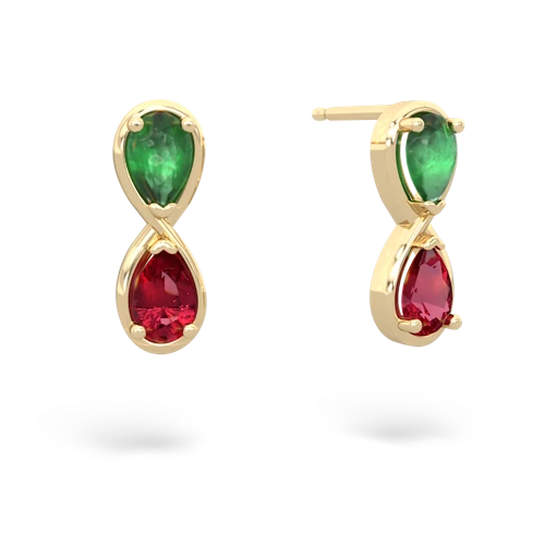 emerald-lab ruby infinity earrings