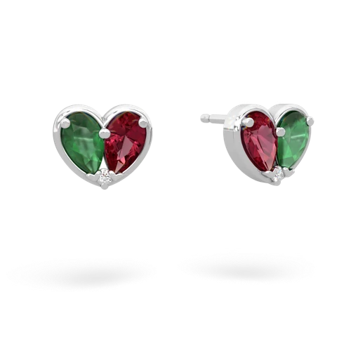 emerald-lab ruby one heart earrings