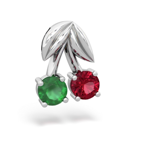 emerald-lab ruby cherries pendant