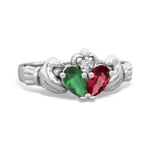emerald-lab ruby claddagh ring