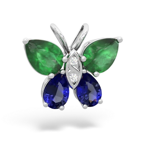 emerald-lab sapphire butterfly pendant