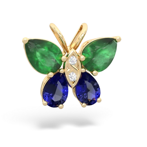 emerald-lab sapphire butterfly pendant