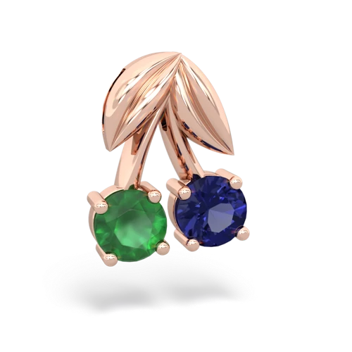 emerald-lab sapphire cherries pendant