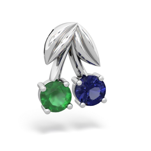 emerald-lab sapphire cherries pendant
