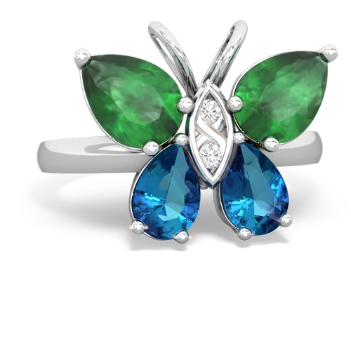emerald-london topaz butterfly ring