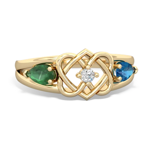 emerald-london topaz double heart ring