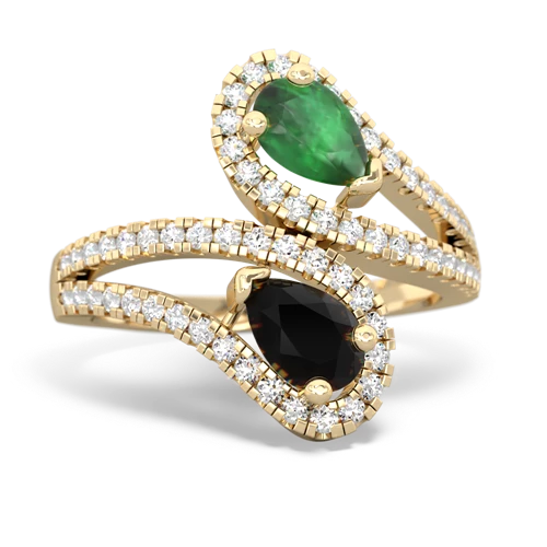 emerald-onyx pave swirls ring