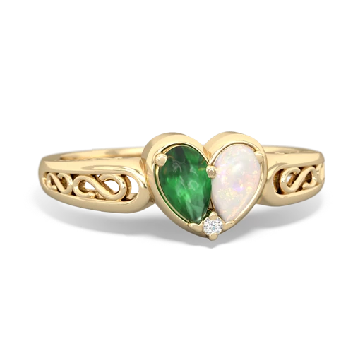 emerald-opal filligree ring