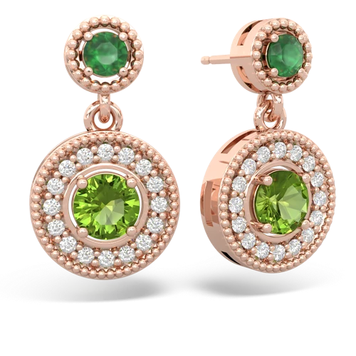 emerald-peridot halo earrings