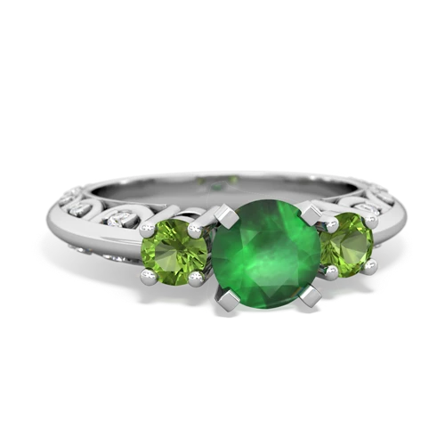 emerald-peridot engagement ring