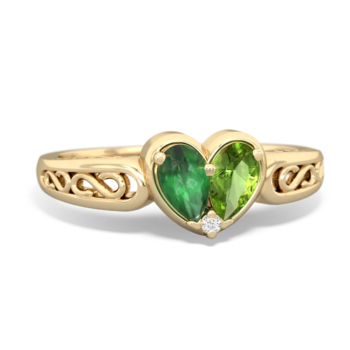 emerald-peridot filligree ring