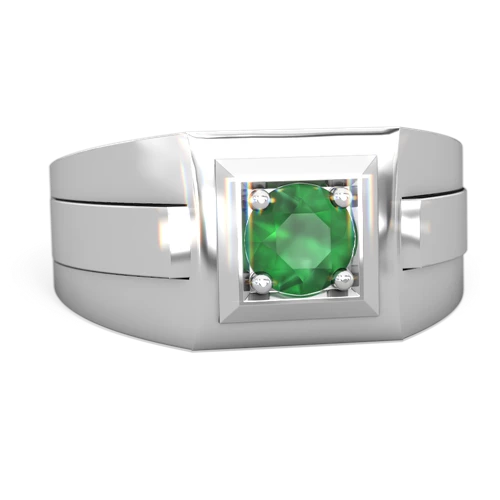 emerald mens round ring