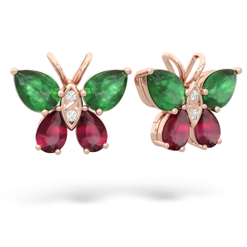 emerald-ruby butterfly earrings