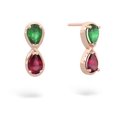 emerald-ruby infinity earrings