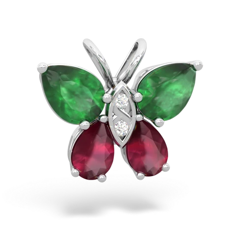 emerald-ruby butterfly pendant