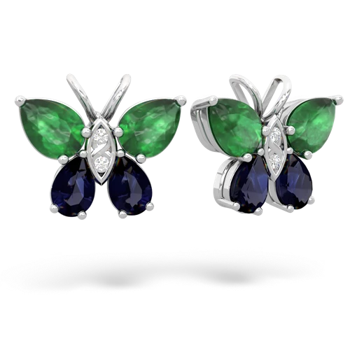 emerald-sapphire butterfly earrings
