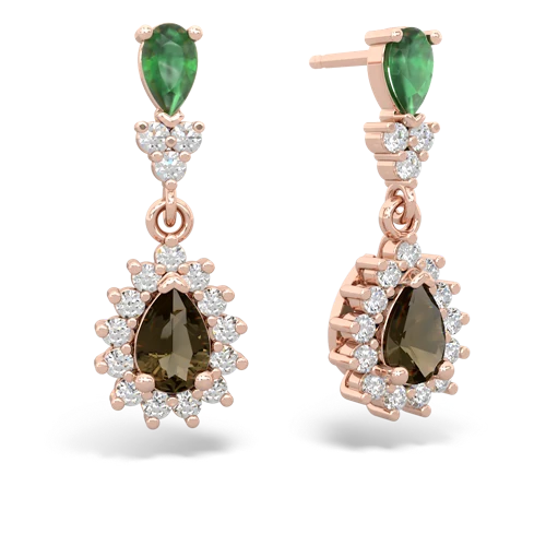 emerald-smoky quartz dangle earrings