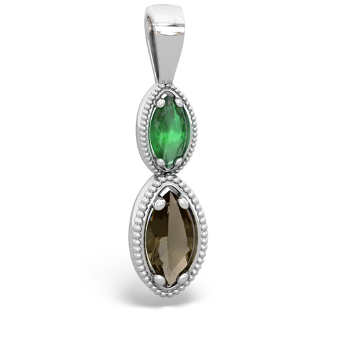 emerald-smoky quartz antique milgrain pendant