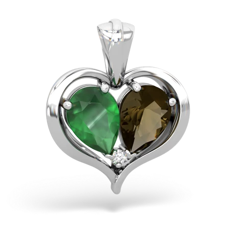 emerald-smoky quartz half heart whole pendant
