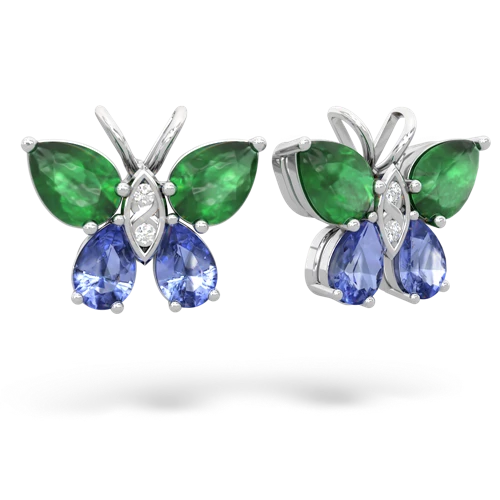 emerald-tanzanite butterfly earrings