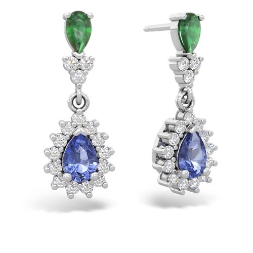 emerald-tanzanite dangle earrings