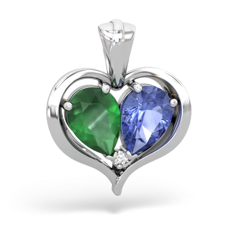 emerald-tanzanite half heart whole pendant