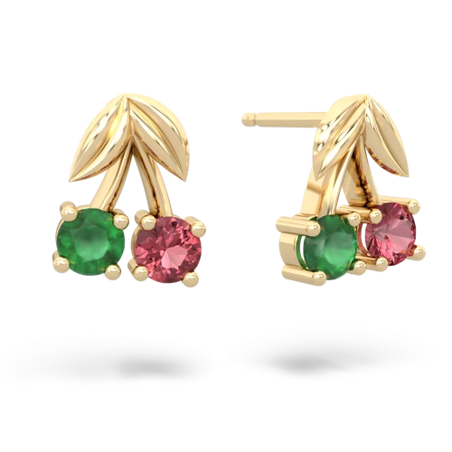 emerald-tourmaline cherries earrings