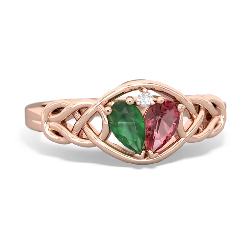emerald-tourmaline celtic knot ring