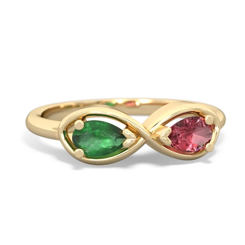 emerald-tourmaline infinity ring
