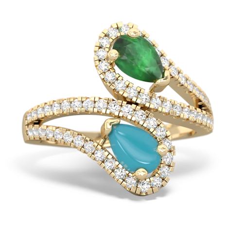 emerald-turquoise pave swirls ring