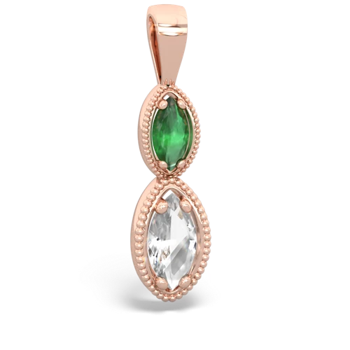 emerald-white topaz antique milgrain pendant