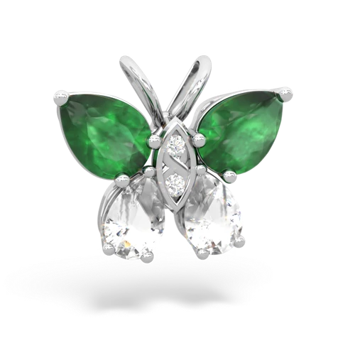emerald-white topaz butterfly pendant