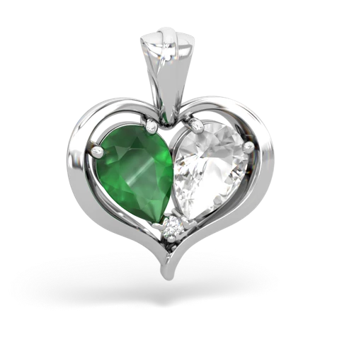 emerald-white topaz half heart whole pendant