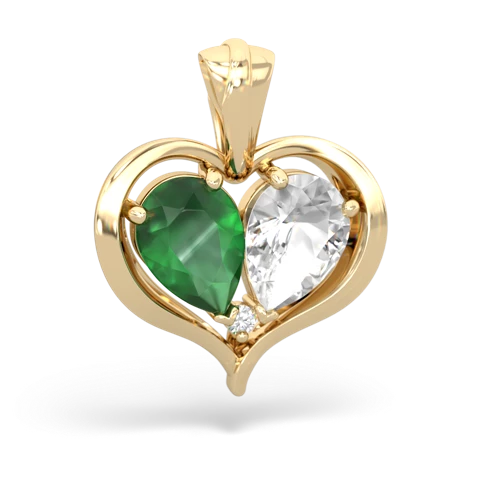 emerald-white topaz half heart whole pendant