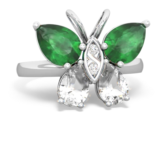 emerald-white topaz butterfly ring