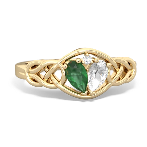 emerald-white topaz celtic knot ring